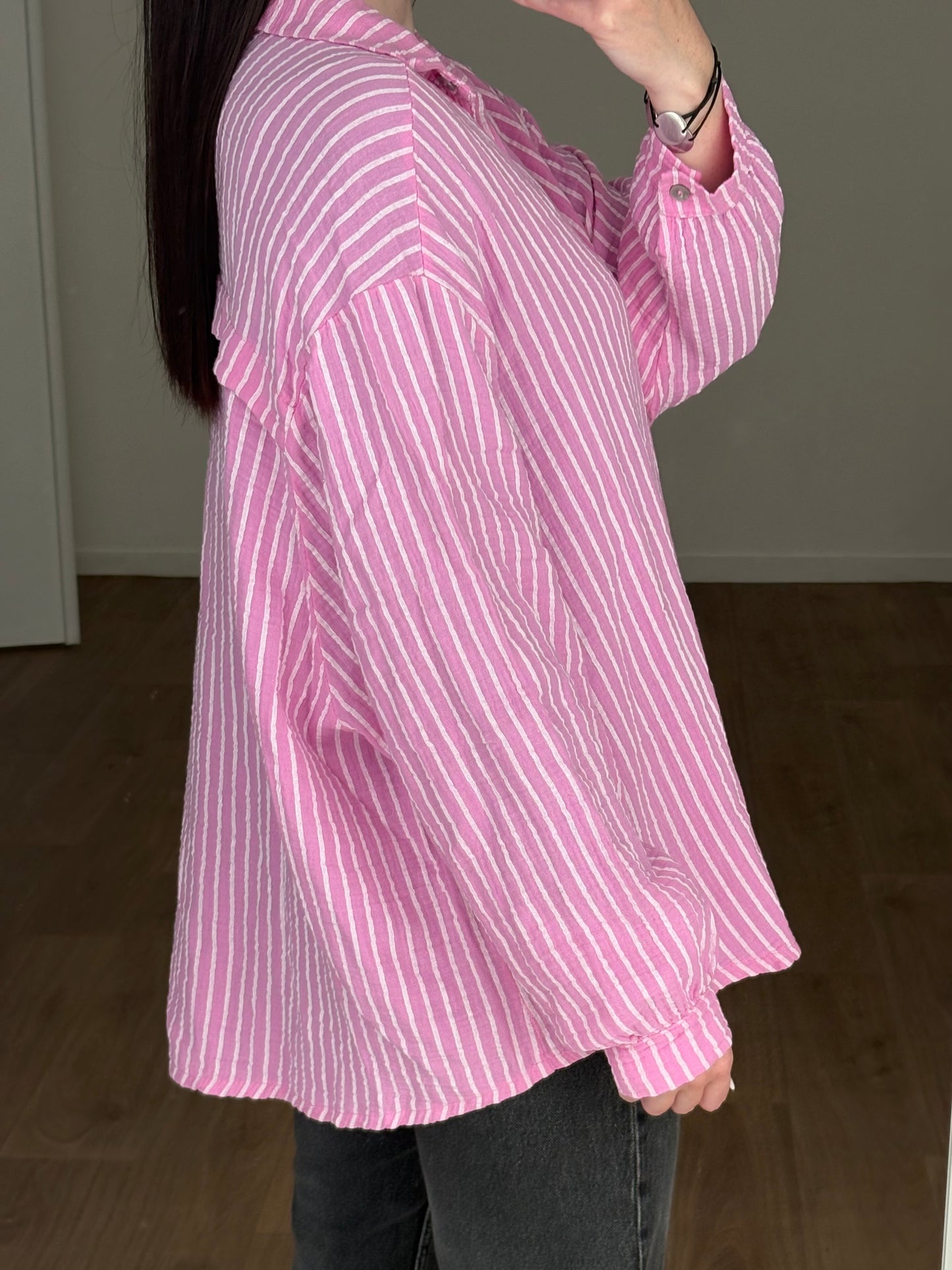 Chemise en gaze de coton rayé