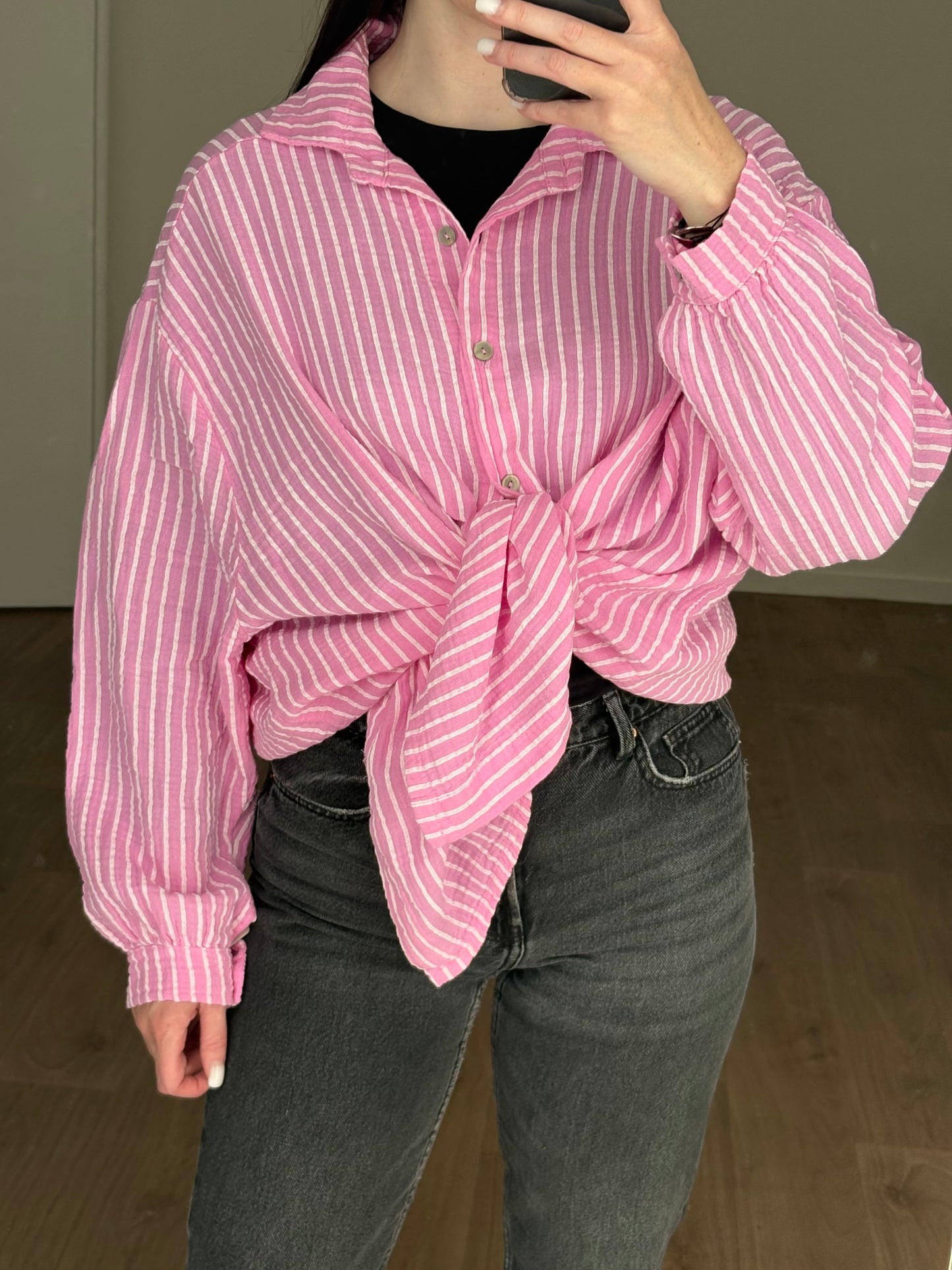 Chemise en gaze de coton rayé