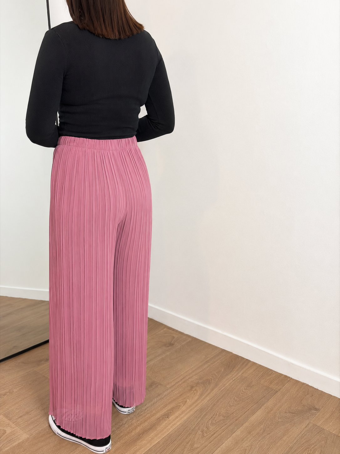 Pantalon plissé vieux rose