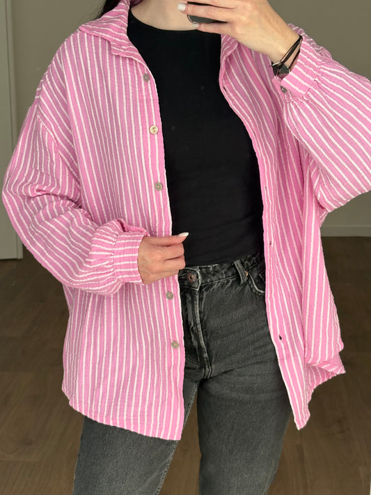 Chemise en gaze de coton rayé