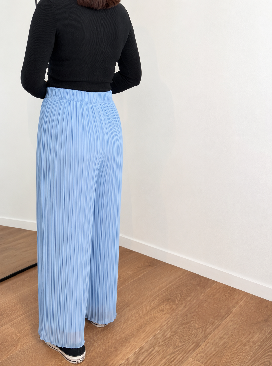 Pantalon plissé bleu baby