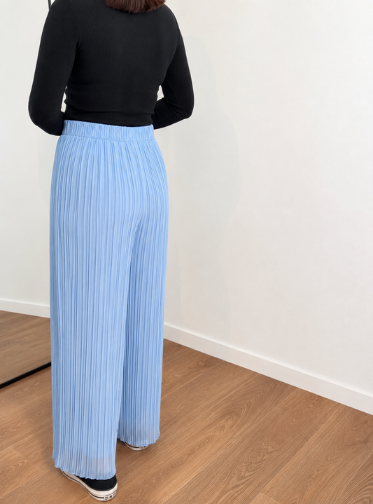 Pantalon plissé bleu baby