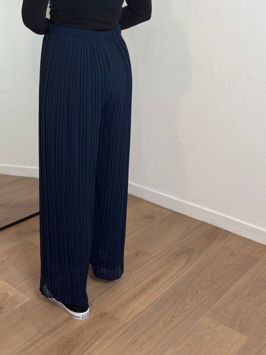 Pantalon plissé bleu marine